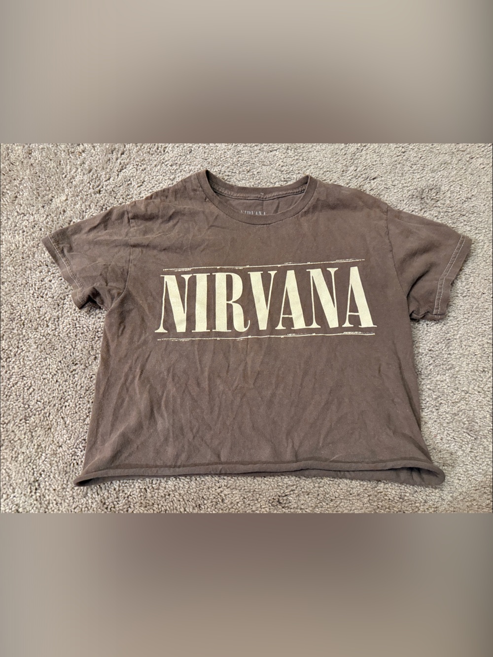 NIRVANA Brown Tee with Cream Logo